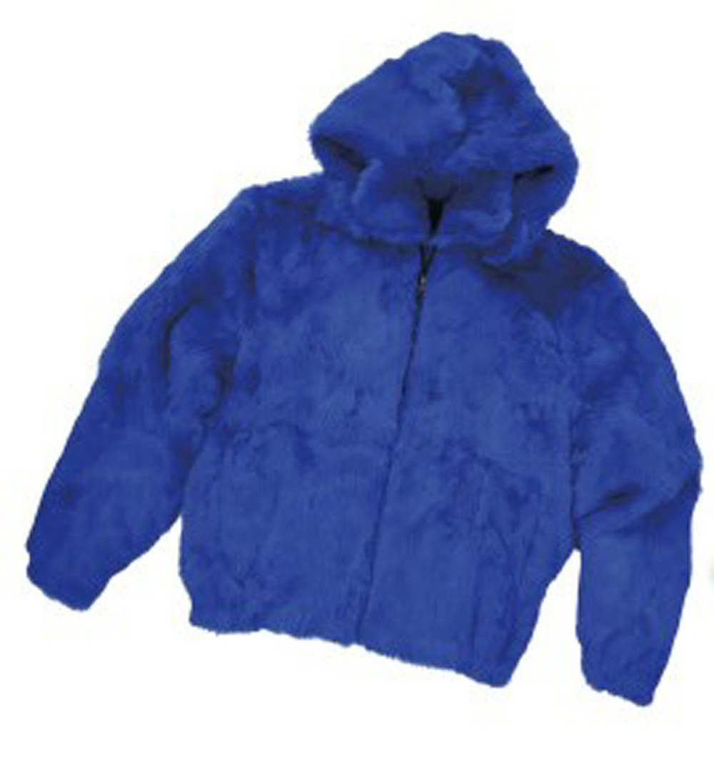 Winter Fur Ladies Royal Blue Skin Rabbit Jacket With Detachable Hood W05S04RB.